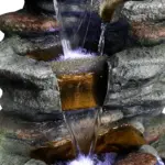 32.6"H-Simulation Slate Stone Garden Outdoor Fountain with LED Lights