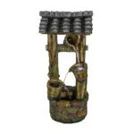 39.3"H Wishing Well Outdoor Fountain with Buckets