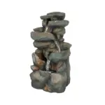 Resin Stacked Rock Indoor Tabletop Fountain with LED Lights-16"H