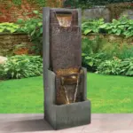 39.3"H-Modern Garden Outdoor Fountain with LED Lights