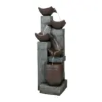 39.7”H 5-Tiered Garden Outdoor Fountain with Warm LED Lights