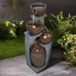 32.8"H Garden Tiered Outdoor Fountain with Warm LED Lights