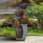 32.8"H Garden Tiered Outdoor Fountain with Warm LED Lights