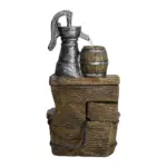 25.5''H 3-Tiered Retro Barrel Outdoor Fountain with LED Lights