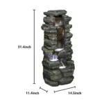 31.4"H Stacked Shale Garden Outdoor Fountain with White LED Lights