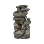Resin Stacked Rock Indoor Fountain with LED Lights-16"H