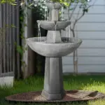 3-Tiered Cement Grey Outdoor Garden Fountain-43.3"H