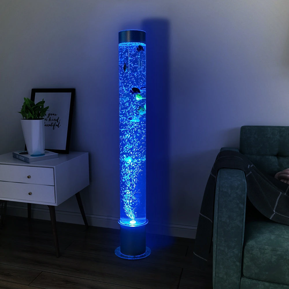 product_image_1765394035 Acrylic Bubble Light with Simulated Fish and 8 Color Changing Light Effects-41“H