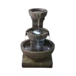 Outdoor Fountain with 3-Tier Design, Moss Effect, and Adjustable Water Pump