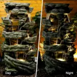 47.2" High Cascading Rock Outdoor Water Fountain with LED Lights