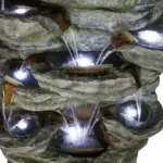 79" High Multi-Tiers Cascading Rock Outdoor Water Fountain with LED Lights