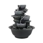 Indoor Tiered Cascading Bowl Fountain- Realistic Rock Design,Perfect for Any Indoor Space