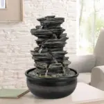 6-Tiered Resin Stacked Rock Indoor Tabletop Fountain-15.7"H