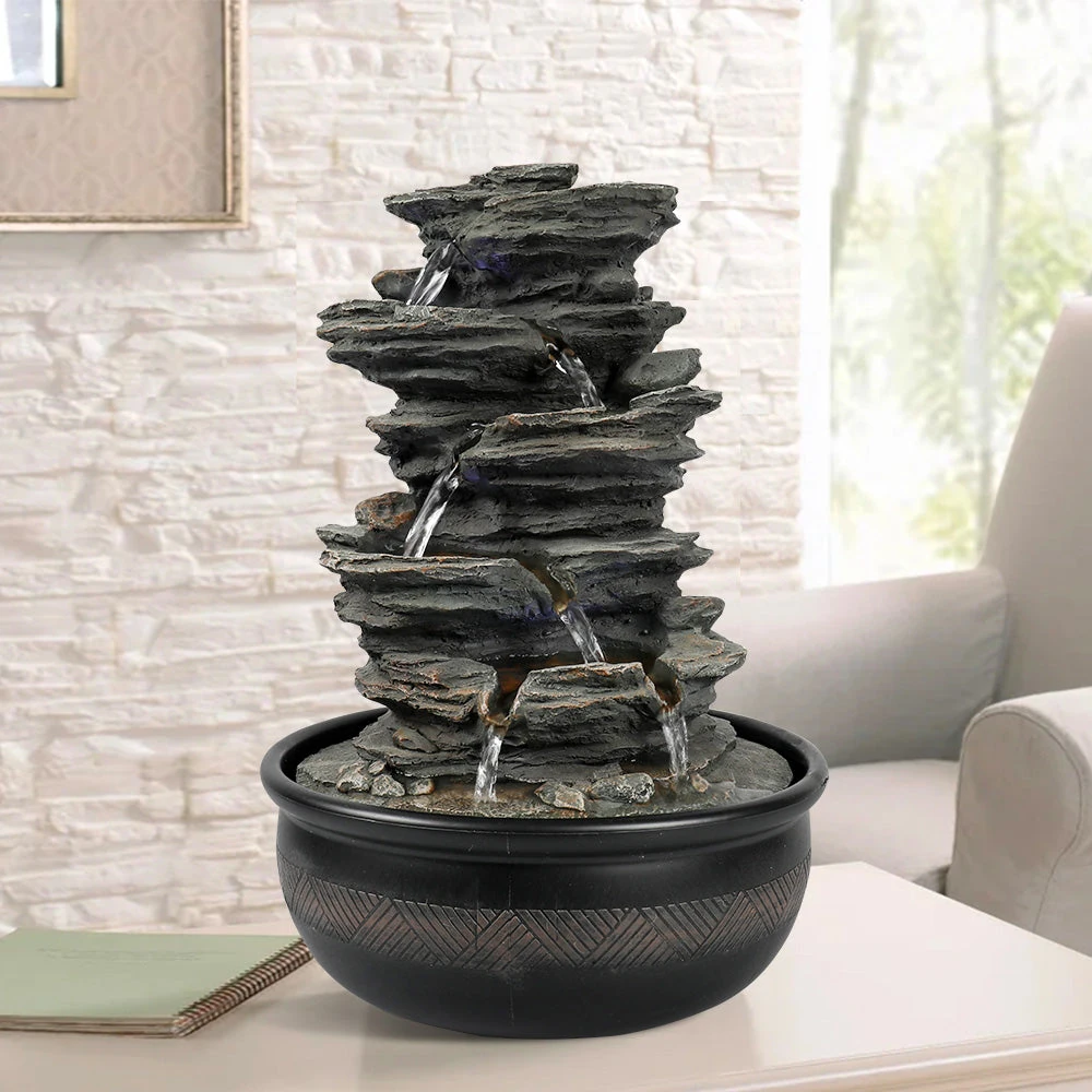 product_image_1765563427 6-Tiered Resin Stacked Rock Indoor Tabletop Fountain-15.7"H