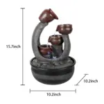 5-Tiered Resin Indoor Tabletop Fountain with LED Lights-15.7"H