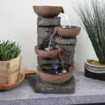 4-Tiered Resin Bowl Indoor Tabletop Fountain with LED Light-15.7"H