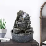 Resin Rock Indoor Tabletop Fountain with Glass Ball-9.8"H