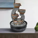 4-Tiered Resin Indoor Tabletop Fountain with LED Lights-15.7"H