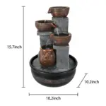 4-Tiered Indoor Tabletop Fountain with LED Light-15.7“H