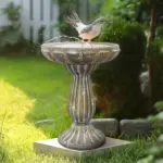18.1" H Antique-Style Birdbath for Freestanding Distressed for Patio, Yard, and Outdoor Decor