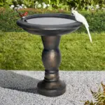 22" Fiber Concrete Antique Pedestal Birdbath | Outdoor Faux Stone